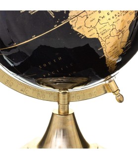 Globe terrestre noir et or H33 cm