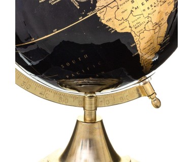 Globe terrestre noir et or H33 cm