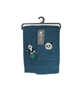 Set gant avec drap de douche éponge brodée Petit Panda