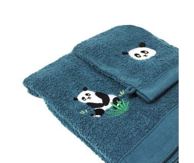 Set gant avec drap de douche éponge brodée Petit Panda