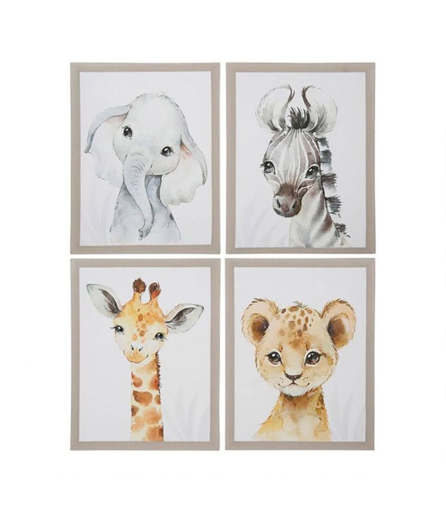 Lot de 4 tableaux toile Mini animals 30x40 cm