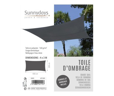 Voile d'ombrage 4x3 m anthracite