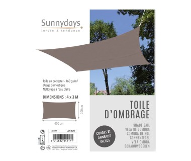 Voile d'ombrage 4x3 m taupe