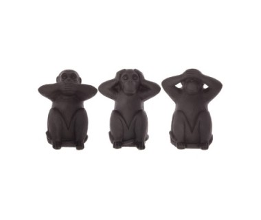 Ensemble de 3 singes sagesse en résine 23 cm