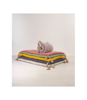 Matelas futon pompon jute 60x120 cm gris clair coton