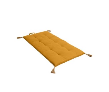 Matelas futon pompon jute 60x120 cm moutarde coton