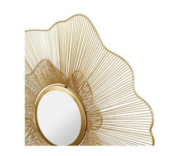 Miroir fleur métal doré D70