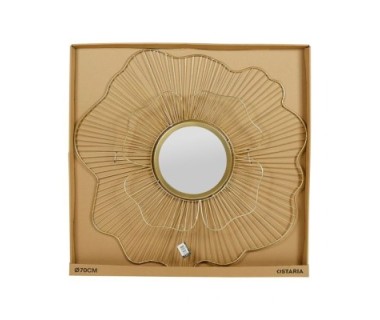 Miroir fleur métal doré D70