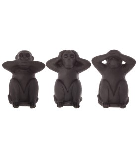 Ensemble de 3 singes sagesse en résine 23 cm