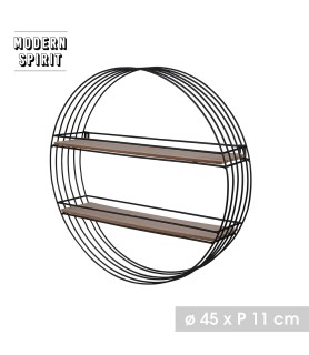 Étagère ronde en métal et bois D45
