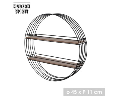 Étagère ronde en métal et bois D45
