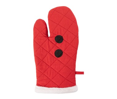 Gant et manique Père Noël rouge coton