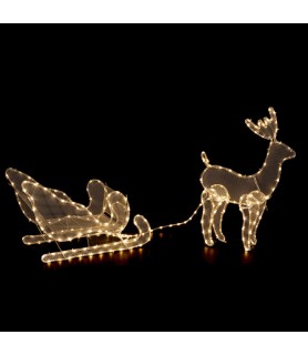 Décoration lumineuse LED extérieur rennes avec traineau