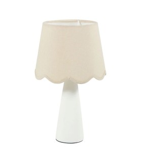 Lampe céramique lin Mathilde blanc