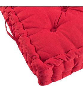 Coussin de sol 45x45 cm Panama rouge coton
