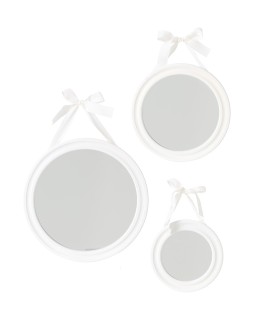 Lot de 3 miroirs ronds ruban Alexia blanc