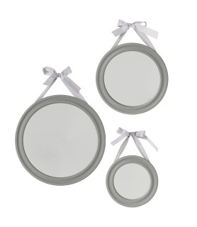 Lot de 3 miroirs ronds ruban Alexia gris