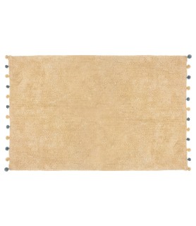 Tapis rectangle coton pompons 100x150 beige