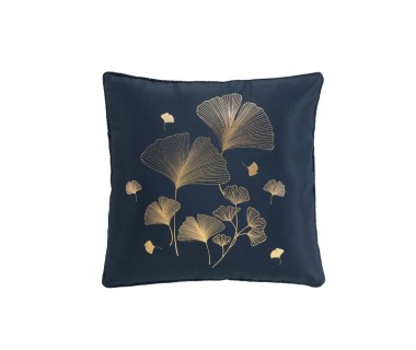 Coussin passepoil 40x40 Bloomy Marine/Or