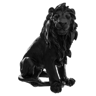Sculpture lion en résine H31 noir