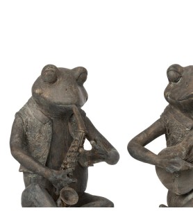 Figurine grenouille musique assise résine large X3