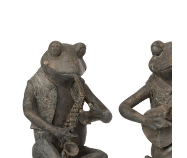 Figurine grenouille musique assise résine large X3