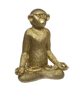 Objet résine singe yoga doré 17 cm X3