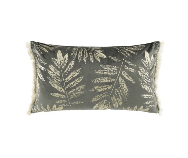 Coussin franges 30x50 cm velours or Adelor anthracite