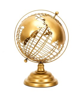 Globe terrestre métal doré