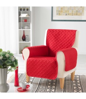 Protège fauteuil matelassé uni Lounge rouge
