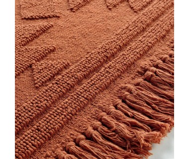 Tapis à franges 60x90 cm Cilaos terracotta coton jacquard