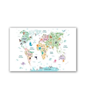 Tableau toile imprimée 50x70 cm Mini map blanc