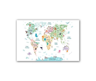 Tableau toile imprimée 50x70 cm Mini map blanc