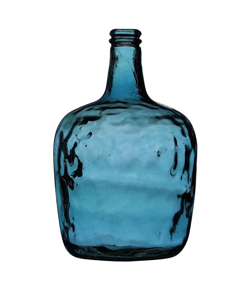 Vase dame Jeanne verre recyclé bleu 8L D21