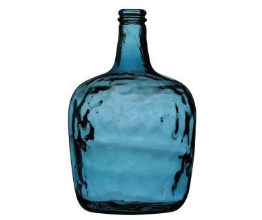 Vase dame Jeanne verre recyclé bleu 8L D21